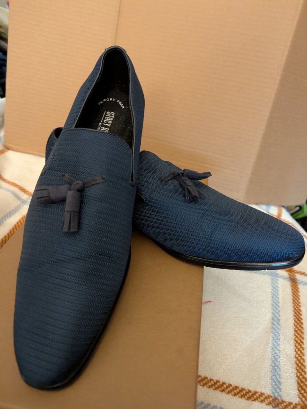 Stacy Adams Tazewell Plain Toe Tassel Slip-On Loafer in Navy-9